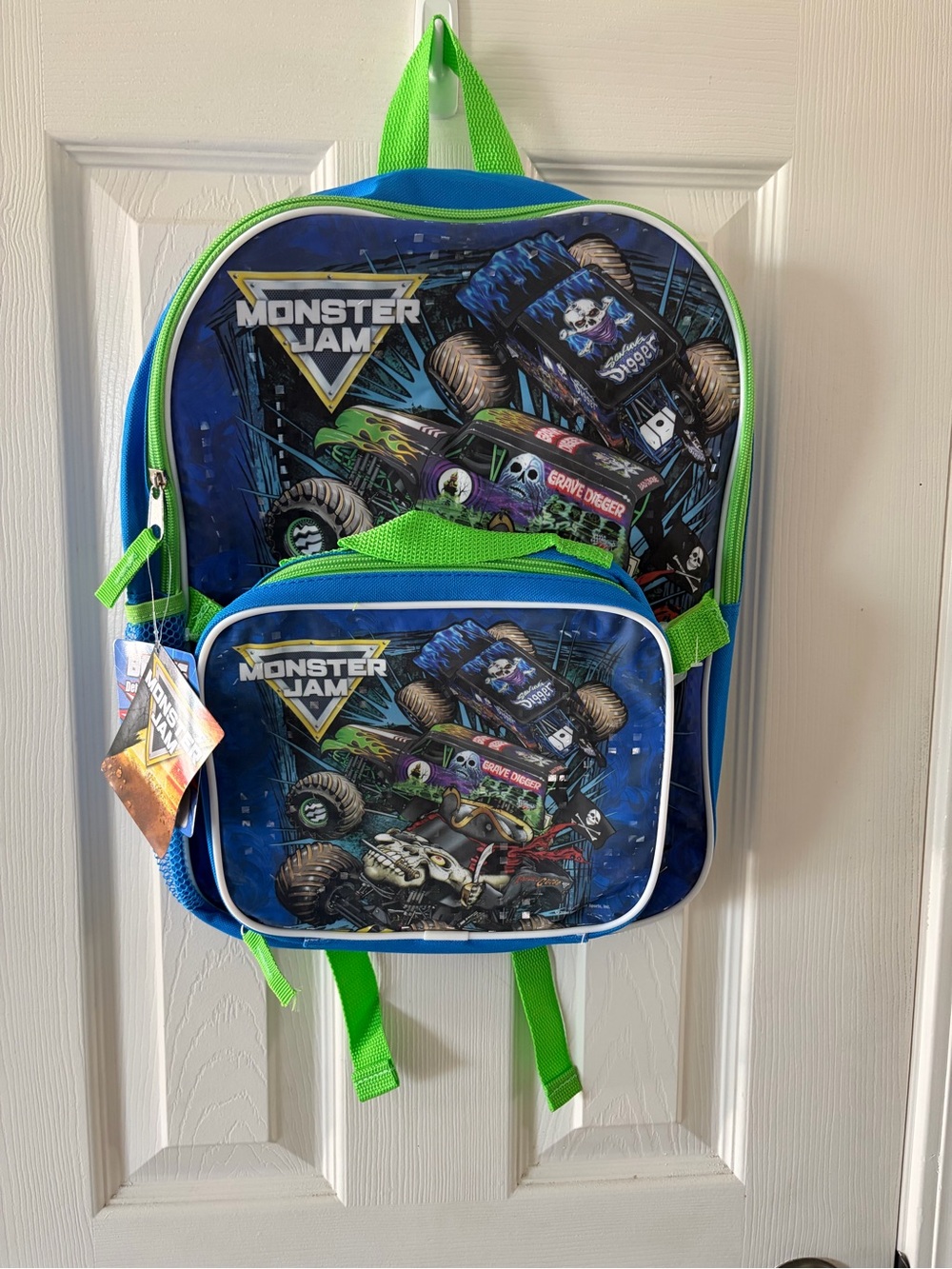 Monster Jam Kids Backpack and Lunchbag- Blue & Green
